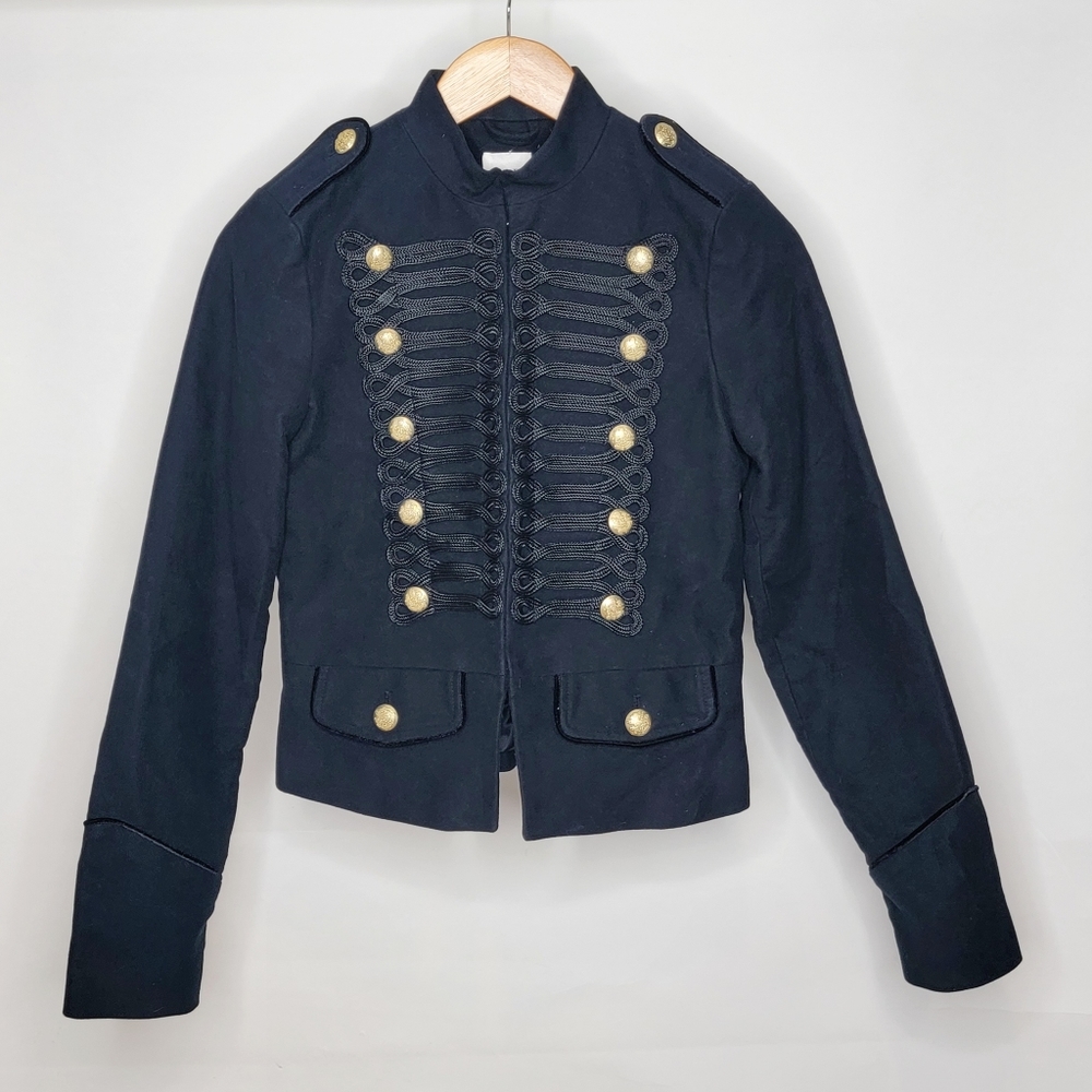 NWT GAP Marching Band Jacket Black Gold Embellished XS Military